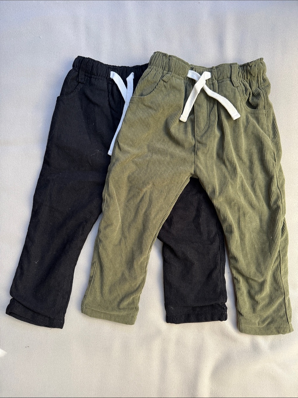 Little Bipsy Corduroy Joggers in Olive Green & Black
